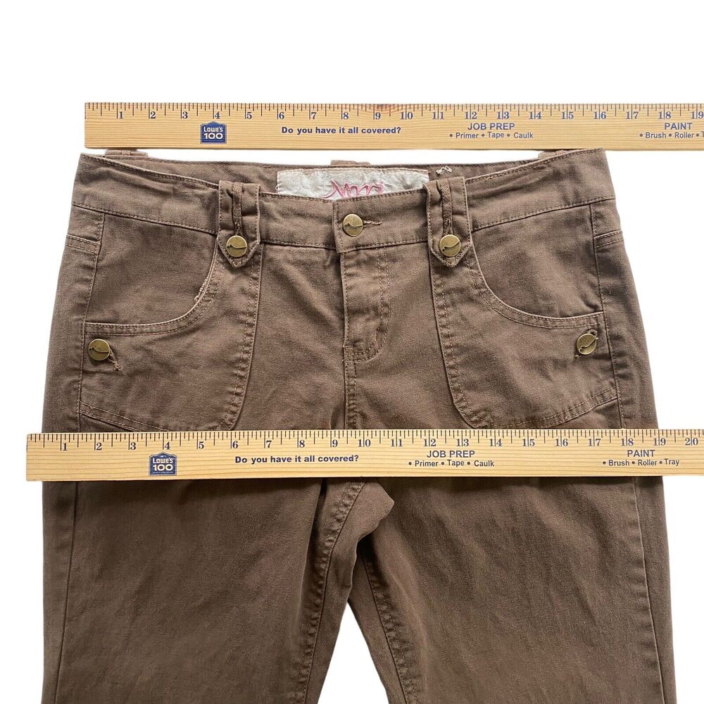 Nori Jeans Juniors 9 Bootcut Brown Cotton Blend Flap Pockets Stretch 32" Ins Y2K - Picture 7 of 10